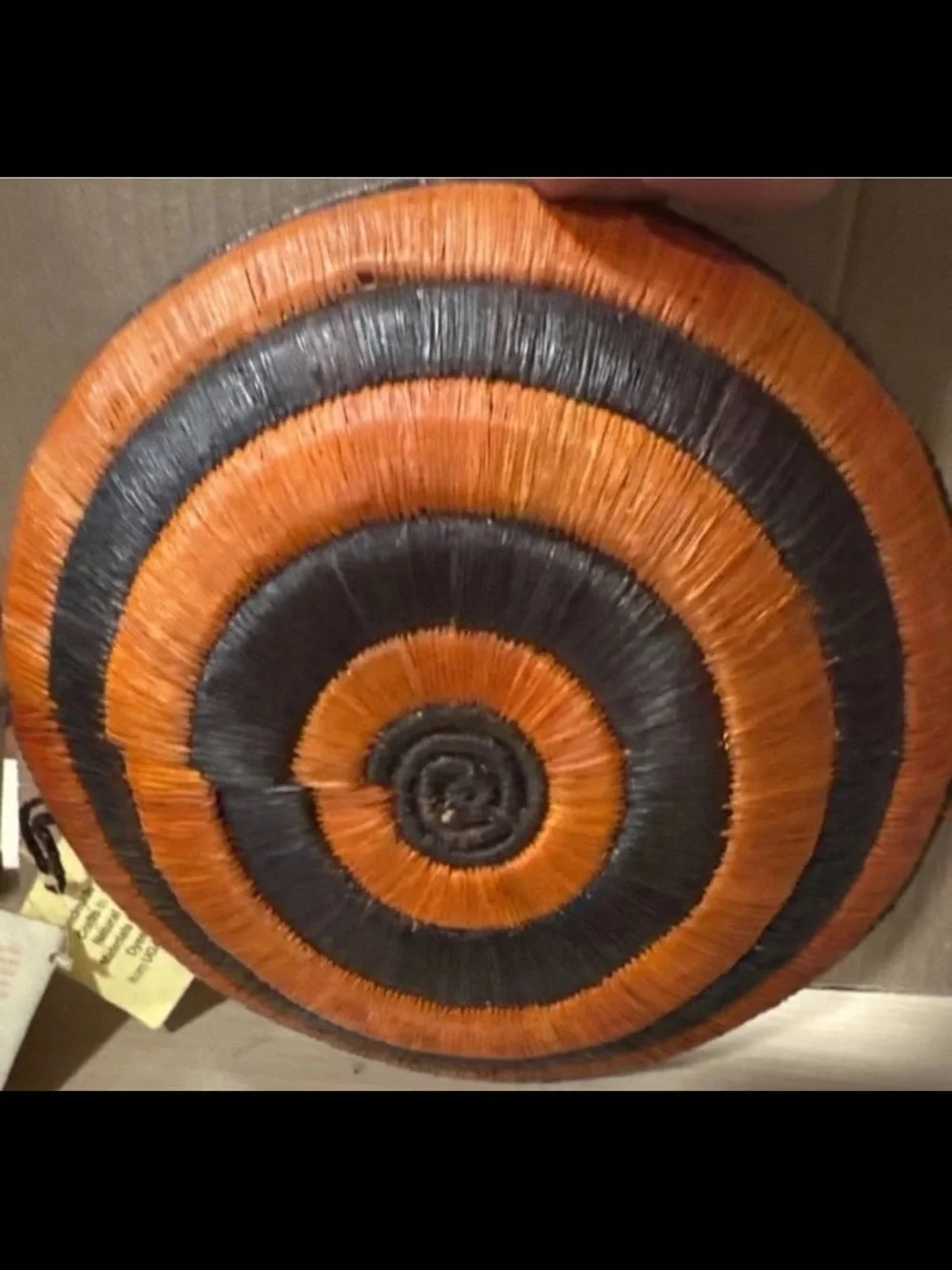 African Basket Bowl Hand-Woven Natural Materials & Dye Boganda - Uganda - Africa